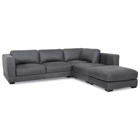 Casual Contemporary 4-Piece Sectional with Block Feet